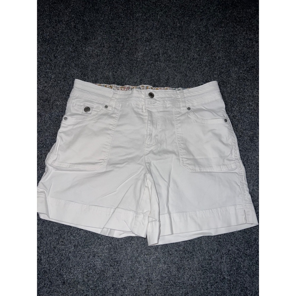 Dakota Blue Womens White Denim Cargo Utility Shorts Size 10 Cotton Blend